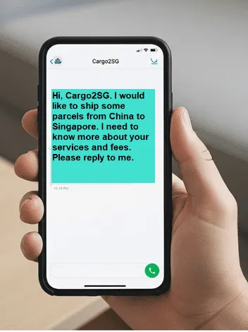 Example WhatsApp message to Cargo2SG